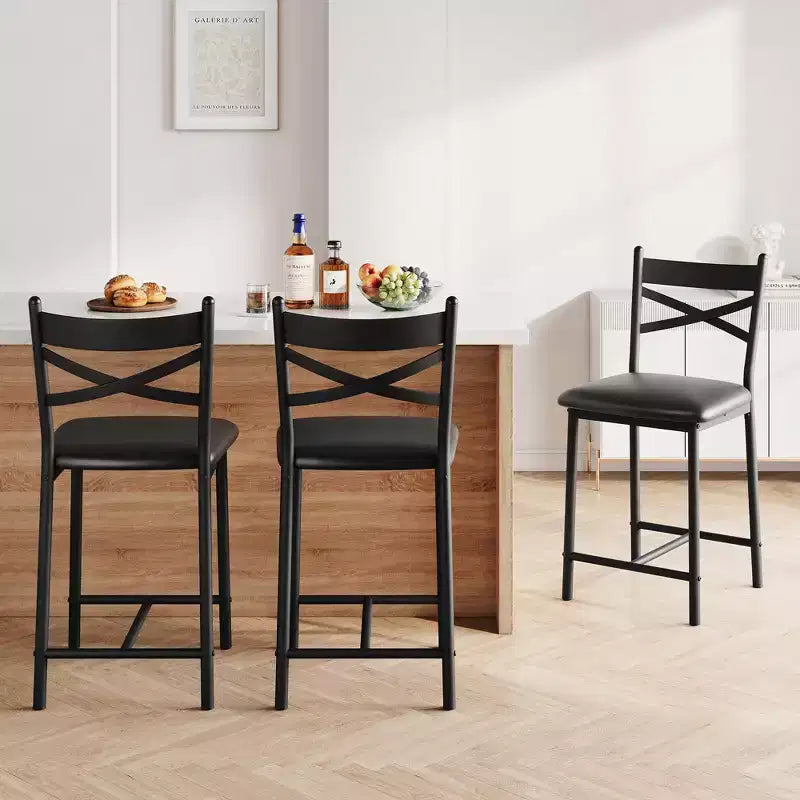 Lot de tabourets de bar rembourrés avec dossier et repose-pieds, tabourets de bar hauteur comptoir, coussin épais pour îlot de cuisine, appartement, bar de comptoir