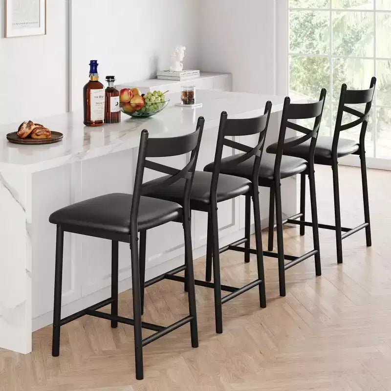 Lot de tabourets de bar rembourrés avec dossier et repose-pieds, tabourets de bar hauteur comptoir, coussin épais pour îlot de cuisine, appartement, bar de comptoir