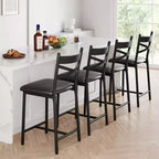 Lot de tabourets de bar rembourrés avec dossier et repose-pieds, tabourets de bar hauteur comptoir, coussin épais pour îlot de cuisine, appartement, bar de comptoir