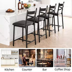 Lot de tabourets de bar rembourrés avec dossier et repose-pieds, tabourets de bar hauteur comptoir, coussin épais pour îlot de cuisine, appartement, bar de comptoir