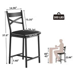 Lot de tabourets de bar rembourrés avec dossier et repose-pieds, tabourets de bar hauteur comptoir, coussin épais pour îlot de cuisine, appartement, bar de comptoir