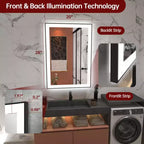 SUMERAIN LED Bathroom Vanity Mirror 20x28 Anti-Fog, Dimmable, 3 Color, Tempered Glass, Black Frame