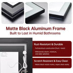 SUMERAIN LED Bathroom Vanity Mirror 20x28 Anti-Fog, Dimmable, 3 Color, Tempered Glass, Black Frame