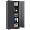 VIYET 72H Metal Garage Storage Cabinet, Black Lockable Steel Cabinet with 4 Adjustable Shelves & Doors for Home Office Pantry Classroom