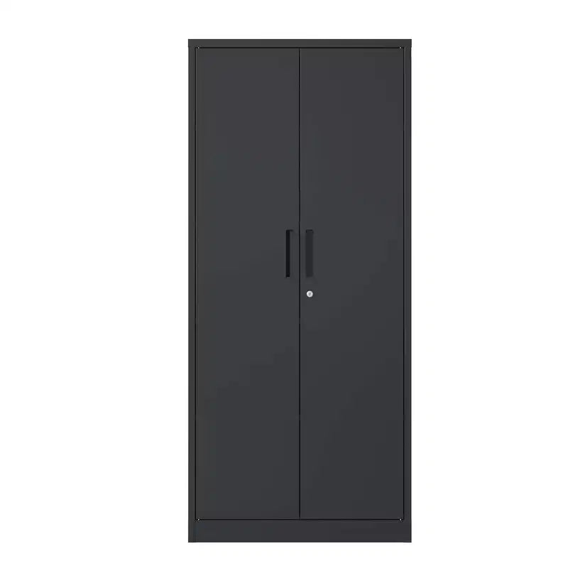 VIYET 72H Metal Garage Storage Cabinet, Black Lockable Steel Cabinet with 4 Adjustable Shelves & Doors for Home Office Pantry Classroom