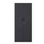 VIYET 72H Metal Garage Storage Cabinet, Black Lockable Steel Cabinet with 4 Adjustable Shelves & Doors for Home Office Pantry Classroom