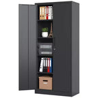 VIYET 72H Metal Garage Storage Cabinet, Black Lockable Steel Cabinet with 4 Adjustable Shelves & Doors for Home Office Pantry Classroom