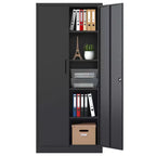 VIYET 72H Metal Garage Storage Cabinet, Black Lockable Steel Cabinet with 4 Adjustable Shelves & Doors for Home Office Pantry Classroom