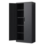 VIYET 72H Metal Garage Storage Cabinet, Black Lockable Steel Cabinet with 4 Adjustable Shelves & Doors for Home Office Pantry Classroom