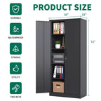 VIYET 72H Metal Garage Storage Cabinet, Black Lockable Steel Cabinet with 4 Adjustable Shelves & Doors for Home Office Pantry Classroom