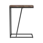 Table d'appoint rustique en chevrons de tabac noir sablé, table basse de salon moderne avec pieds en métal de style industriel