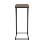 Table d'appoint rustique en chevrons de tabac noir sablé, table basse de salon moderne avec pieds en métal de style industriel