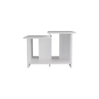 Table basse blanche moderne avec rangement ouvert, table d'appoint rectangulaire à trois étagères pour salon