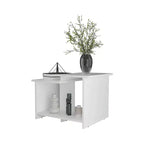 Table basse blanche moderne avec rangement ouvert, table d'appoint rectangulaire à trois étagères pour salon