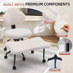 Chaise de bureau ergonomique COZONY pour jambes croisées – Chaise de méditation pivotante à 360° avec roulettes, hauteur réglable pour la méditation, le TDAH et le yoga, cuir PU, noir