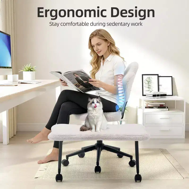 Chaise de bureau ergonomique COZONY pour jambes croisées – Chaise de méditation pivotante à 360° avec roulettes, hauteur réglable pour la méditation, le TDAH et le yoga, cuir PU, noir