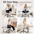 Chaise de bureau ergonomique COZONY pour jambes croisées – Chaise de méditation pivotante à 360° avec roulettes, hauteur réglable pour la méditation, le TDAH et le yoga, cuir PU, noir