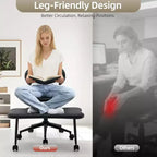 Chaise de bureau ergonomique COZONY pour jambes croisées – Chaise de méditation pivotante à 360° avec roulettes, hauteur réglable pour la méditation, le TDAH et le yoga, cuir PU, noir