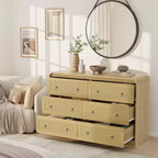 Woven-Style 6-Drawer Dresser for Bedroom, Wide Storage Chest with Textured Fronts