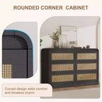 Woven-Style 6-Drawer Dresser for Bedroom, Wide Storage Chest with Textured Fronts