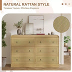 Woven-Style 6-Drawer Dresser for Bedroom, Wide Storage Chest with Textured Fronts