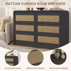 Woven-Style 6-Drawer Dresser for Bedroom, Wide Storage Chest with Textured Fronts