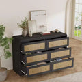 Woven-Style 6-Drawer Dresser for Bedroom, Wide Storage Chest with Textured Fronts