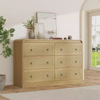 Woven-Style 6-Drawer Dresser for Bedroom, Wide Storage Chest with Textured Fronts