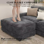 Dyonery Cloud Modular Sectional Sofa Couch with Ottomans,L/U-Shaped Couch,Minimalist Wide Deep Seat Comfy Convertible Couches for LivingRoom