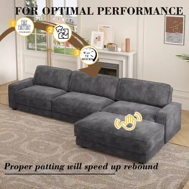 Dyonery Cloud Modular Sectional Sofa Couch with Ottomans,L/U-Shaped Couch,Minimalist Wide Deep Seat Comfy Convertible Couches for LivingRoom