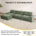 Dyonery Cloud Modular Sectional Sofa Couch with Ottomans,L/U-Shaped Couch,Minimalist Wide Deep Seat Comfy Convertible Couches for LivingRoom