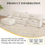 Dyonery Cloud Modular Sectional Sofa Couch with Ottomans,L/U-Shaped Couch,Minimalist Wide Deep Seat Comfy Convertible Couches for LivingRoom
