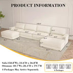 Dyonery Cloud Modular Sectional Sofa Couch with Ottomans,L/U-Shaped Couch,Minimalist Wide Deep Seat Comfy Convertible Couches for LivingRoom