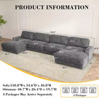 Dyonery Cloud Modular Sectional Sofa Couch with Ottomans,L/U-Shaped Couch,Minimalist Wide Deep Seat Comfy Convertible Couches for LivingRoom