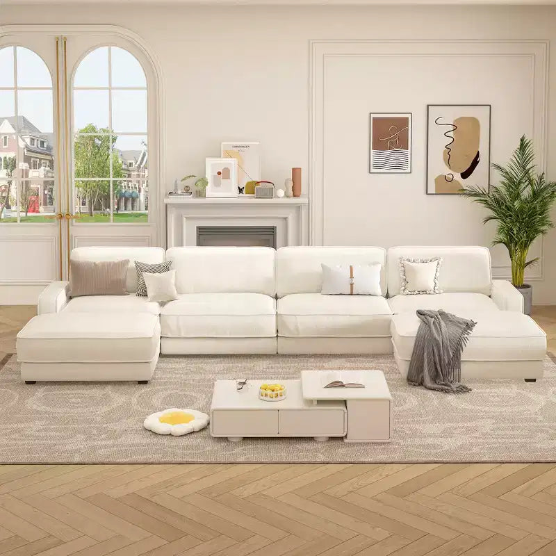 Dyonery Cloud Modular Sectional Sofa Couch with Ottomans,L/U-Shaped Couch,Minimalist Wide Deep Seat Comfy Convertible Couches for LivingRoom
