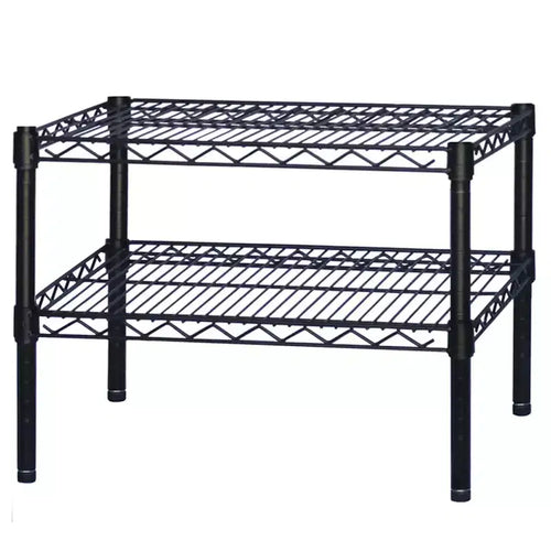 Étagère métallique noire de 30,5 cm P x 35,6 cm H avec 2 tablettes