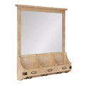 Kate and Laurel Stallard Wood Wall Mirror with Hooks, Natural, 24x24