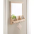 Miroir mural en bois Kate and Laurel Stallard avec crochets, naturel, 24x24