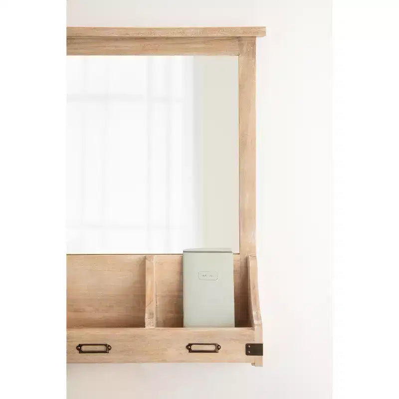 Miroir mural en bois Kate and Laurel Stallard avec crochets, naturel, 24x24