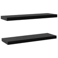 vidaXL Wall Mounted Shelf Set of 2 Black MDF 15.7 x 7.9 x 1.5 in