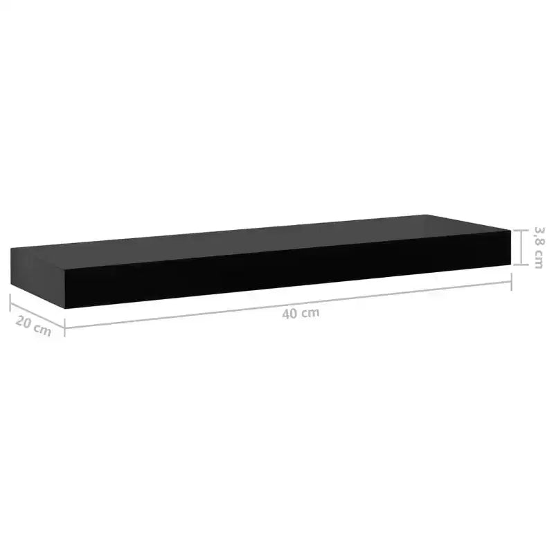 vidaXL Wall Mounted Shelf Set of 2 Black MDF 15.7 x 7.9 x 1.5 in