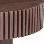 JVNOXK Table basse ronde 39,37'' en MDF, table basse moderne de style Mid-century, table basse unique pour meubles de salon, Noyer