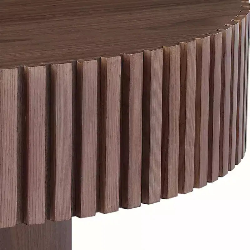 JVNOXK Table basse ronde 39,37'' en MDF, table basse moderne de style Mid-century, table basse unique pour meubles de salon, Noyer