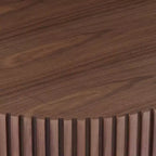 JVNOXK Table basse ronde 39,37'' en MDF, table basse moderne de style Mid-century, table basse unique pour meubles de salon, Noyer