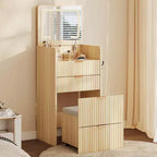 3-in-1 Dressing Vanity Desk with Lighted Flip Mirror, 3 Drawers & Rolling Stool, Compact Design with Charging for Bedroom