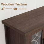 Meuble TV de ferme pour téléviseurs de 75 pouces, meuble de divertissement en bois avec 3 tiroirs et 2 placards à façade en verre, console multimédia pour salon
