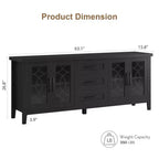 Meuble TV de ferme pour téléviseurs de 75 pouces, meuble de divertissement en bois avec 3 tiroirs et 2 placards à façade en verre, console multimédia pour salon