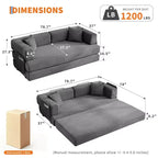 Modern 79 Corduroy Futon Sofa Bed for Small Spaces, 5-in-1 Convertible Sleeper Couch with Removable Armrests & Pillows