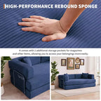 Modern 79 Corduroy Futon Sofa Bed for Small Spaces, 5-in-1 Convertible Sleeper Couch with Removable Armrests & Pillows
