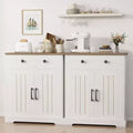 Set of 2 Wood Sideboard Cabinet, Storage Buffet with 2 Drawers & 2 Doors for Living Room Kitchen Dining Room